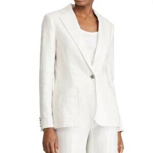 NWT Ralph Lauren White Silver Shimmer Linen Blazer Sz 6